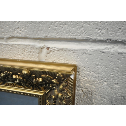 1338 - A GILT FRAMED RECTANGULAR BEVELLED EDGE WALL MIRROR, 105cm x 75cm (condition report: small chips to ... 