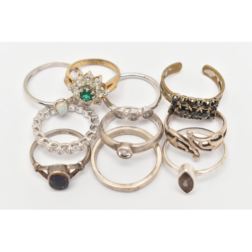 38 - AN ASSORTMENT OF TEN RINGS, to include a silver band ring, hallmarked Edinburgh, ring size R, approx... 