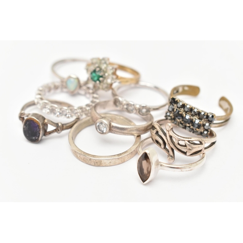 38 - AN ASSORTMENT OF TEN RINGS, to include a silver band ring, hallmarked Edinburgh, ring size R, approx... 