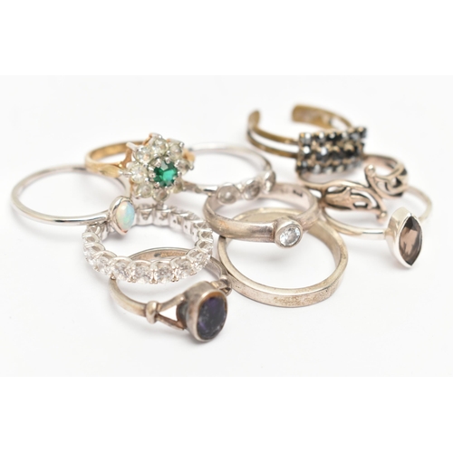 38 - AN ASSORTMENT OF TEN RINGS, to include a silver band ring, hallmarked Edinburgh, ring size R, approx... 