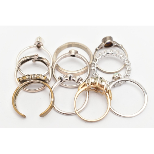 38 - AN ASSORTMENT OF TEN RINGS, to include a silver band ring, hallmarked Edinburgh, ring size R, approx... 