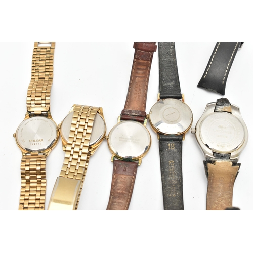 102 - AN ASSORTMENT OF WATCHES, five gents wristwatches, to include a 'Citizen Eco Drive', gold plated wri... 