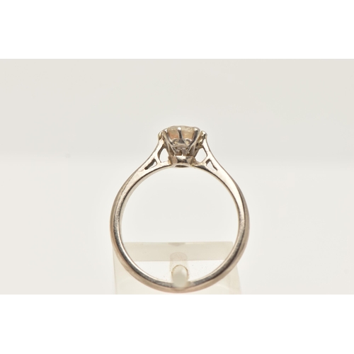 47 - A WHITE METAL SINGLE STONE DIAMOND RING, round brilliant cut diamond, measuring approximately 5.7mm ... 