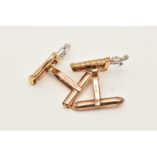 62 - A PAIR OF 9CT GOLD DIAMOND SET CUFFLINKS, each designed as a golf bag and clubs, each club set with ... 