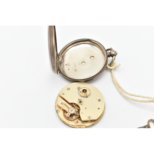 85 - TWO OPEN FACE POCKET WATCHES, both key wound movements, with white Roman numeral dials, each with a ... 