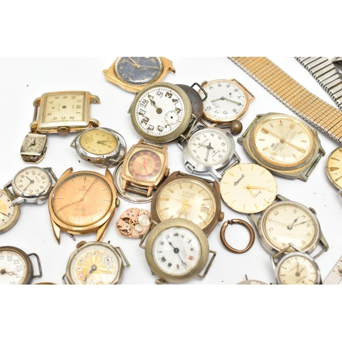 95 - A BAG OF ASSORTED WRISTWATCHES AND WATCH PARTS, a variety of parts and watch heads names to include ... 