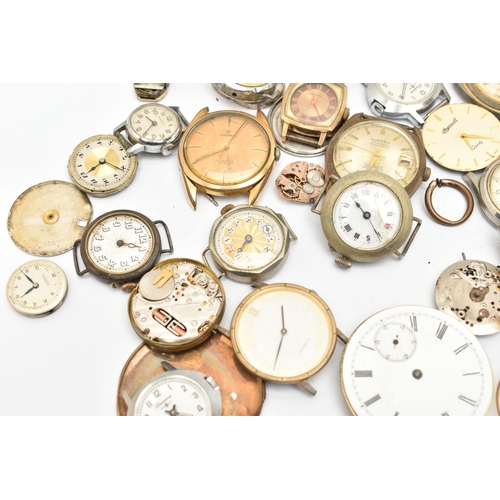 95 - A BAG OF ASSORTED WRISTWATCHES AND WATCH PARTS, a variety of parts and watch heads names to include ... 