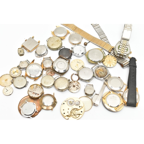 95 - A BAG OF ASSORTED WRISTWATCHES AND WATCH PARTS, a variety of parts and watch heads names to include ... 