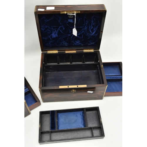 130 - TWO VICTORIAN 'ASPREY' WOODEN VANITY CASES, two rectangular form wooden boxes with brass detailing, ... 