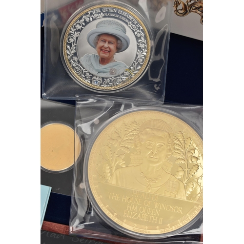 133 - A LARGE CARDBOARD BOX CONTAINING COINS AND COMMEMORATIVES, to include two x 1/200 oz 24ct Gold Proof... 