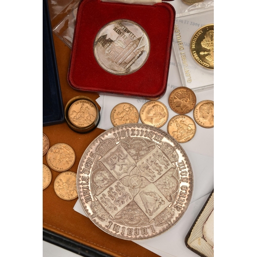 135 - A COMBINATION BRIEFCASE CONTAINING AMOUNTS OF COIN MEDALS and COMMEMORATIVES, to include a proof Mau... 