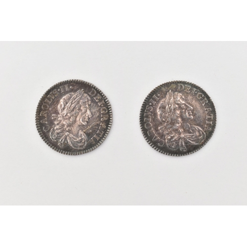 141 - A PAIR OF CHARLES II 3d COINS TO INCLUDE 1675 VF 1676/5 ERA for FRA other double struck letters VF (... 