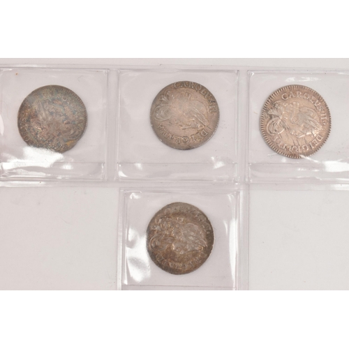 143 - A PARCEL OF CHARLES II 3d COINS, to include 1681 F (damage at 7 o'clock obverse) 1682 G/F, 1683 (off... 