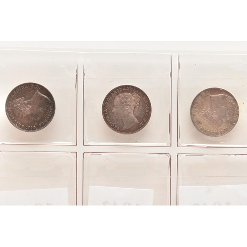 146 - A GROUP OF THREE PENCE 3d COINS VICTORIA 1838 (full ear) through to 1851, all Fourteen coins in VF o... 