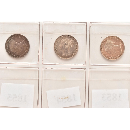 147 - A THREE PENCE COIN GROUP TO INCLUDE 14 X VICTORIA 3d COINS, VF or better, Victoria 1856 has double s... 