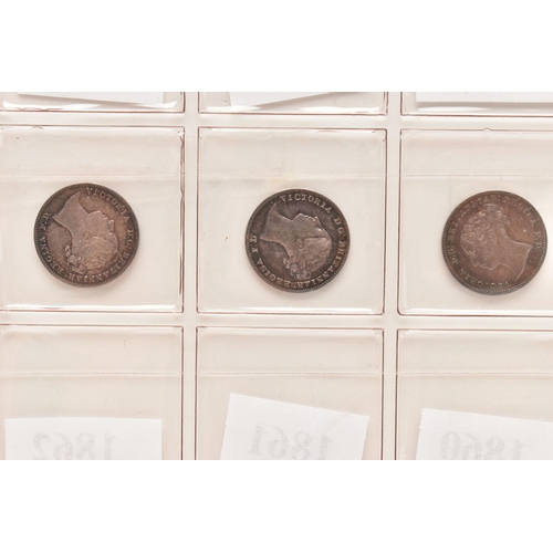 147 - A THREE PENCE COIN GROUP TO INCLUDE 14 X VICTORIA 3d COINS, VF or better, Victoria 1856 has double s... 