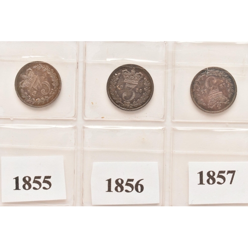 147 - A THREE PENCE COIN GROUP TO INCLUDE 14 X VICTORIA 3d COINS, VF or better, Victoria 1856 has double s... 