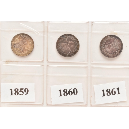 147 - A THREE PENCE COIN GROUP TO INCLUDE 14 X VICTORIA 3d COINS, VF or better, Victoria 1856 has double s... 