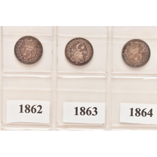 147 - A THREE PENCE COIN GROUP TO INCLUDE 14 X VICTORIA 3d COINS, VF or better, Victoria 1856 has double s... 