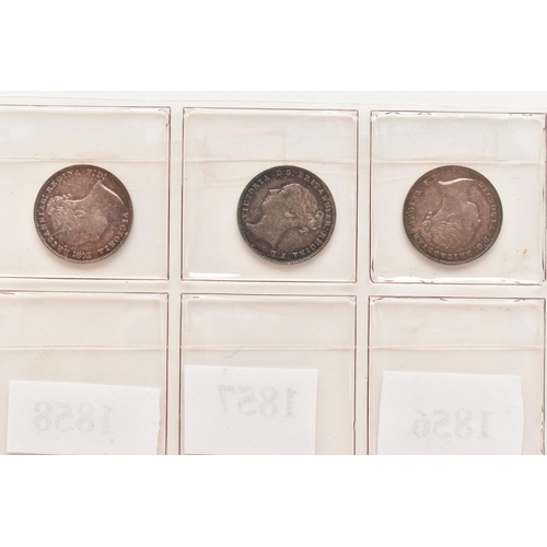 147 - A THREE PENCE COIN GROUP TO INCLUDE 14 X VICTORIA 3d COINS, VF or better, Victoria 1856 has double s... 