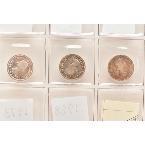 148 - A RUN OF THREE PENCE 3d COINS 1947, 48 and 1950 GEORGE VI, to include Elizabeth II 3d 17 coin run 19... 