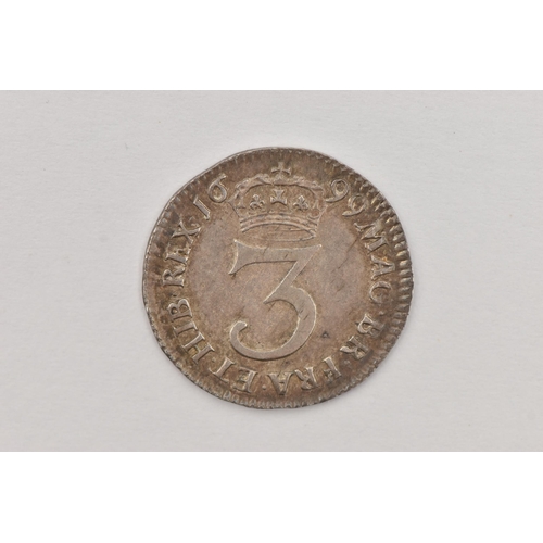 150 - A WILLIAM III THREE PENCE 3d COIN 1699 VF/EF