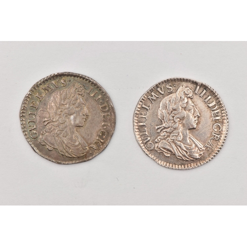 151 - A PAIR OF WILLIAM III THREE PENCE 3d COINS, to include a 1700 3d (slight damage) a large lettering 1... 