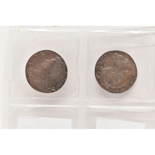 155 - A GROUP OF THREE PENCE 3d COINS QUEEN ANNE 1708, 1709, 1710 and 1713 G/F to V/F  (4)