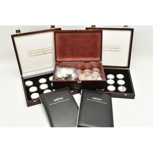 169 - THREE BOXES TO INCLUDE CROWN COLLECTIONS LTD, of mainly Queen Elizabeth, Queen Mother .925 Silver Cr... 