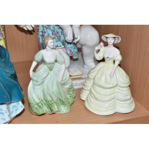 310 - A GROUP OF FIGURINES to include a Royal Doulton 'Thanks Doc' HN2731 and 'The Graduate' HN3017, 'Jani... 