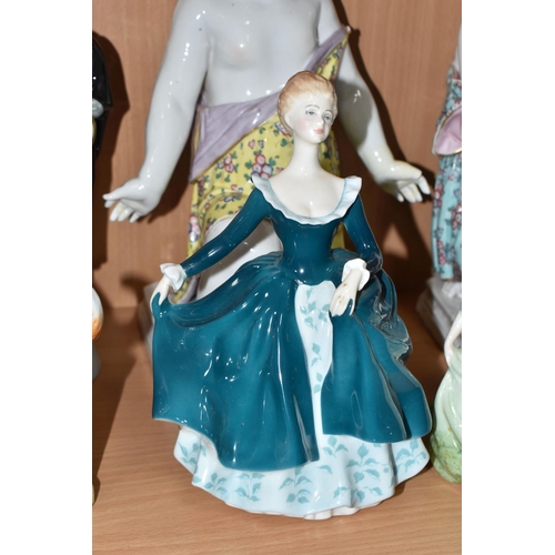 310 - A GROUP OF FIGURINES to include a Royal Doulton 'Thanks Doc' HN2731 and 'The Graduate' HN3017, 'Jani... 