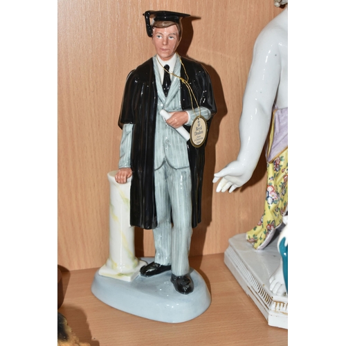 310 - A GROUP OF FIGURINES to include a Royal Doulton 'Thanks Doc' HN2731 and 'The Graduate' HN3017, 'Jani... 