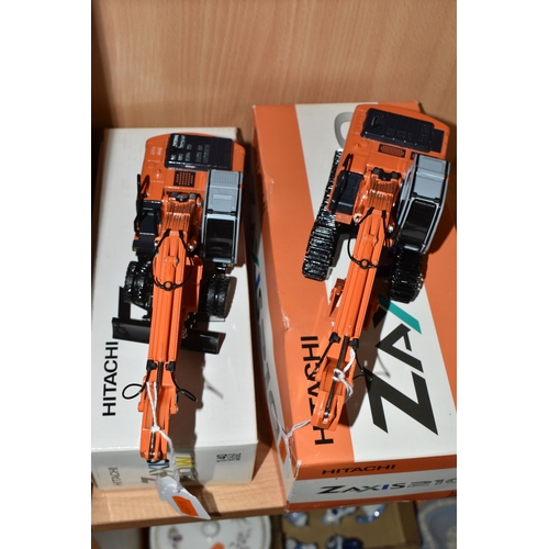 320 - TWO BOXED DIECAST HITACHI EXCAVATORS, comprising Zaxis 210 and Zaxis 160W, both 1/40 scale models, w... 