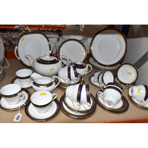 340 - A GROUP OF AYNSLEY 'BALMORAL' PATTERN TEA AND DINNERWARE, comprising teapot, covered sugar bowl (lid... 