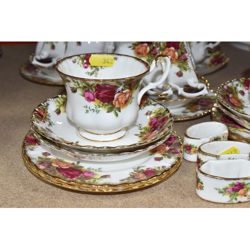 342 - A COLLECTION OF ROYAL ALBERT 'OLD COUNTRY ROSES' TEAWARE, comprising seven cups, seven saucers, six ... 