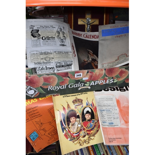 345 - A BOX OF ROYAL COMMEMORATIVE AND MISCELLANEOUS  ITEMS to include a boxed set of six silver plated Si... 