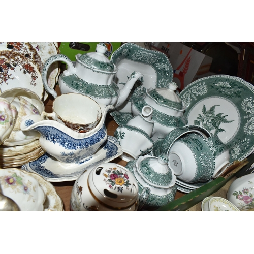 346 - THREE BOXES OF MIXED MISCELLANEOUS GLASSWARE AND CERAMICS to include a quantity of Spode 'Green Cami... 