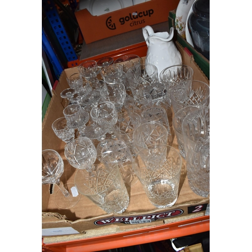 346 - THREE BOXES OF MIXED MISCELLANEOUS GLASSWARE AND CERAMICS to include a quantity of Spode 'Green Cami... 