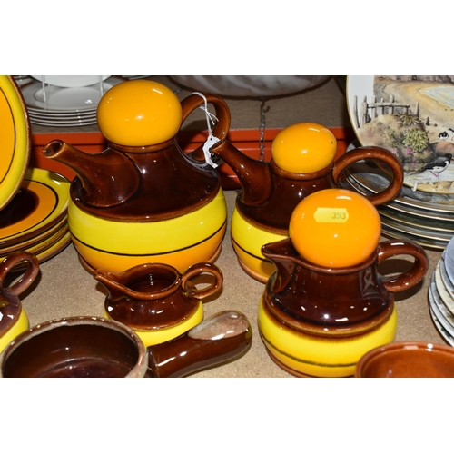 353 - A MID-CENTURY RETRO 'ZELL HAVANNA' GERMAN COFFEE SET AND TABLEWARE comprising a tea pot, a coffee po... 