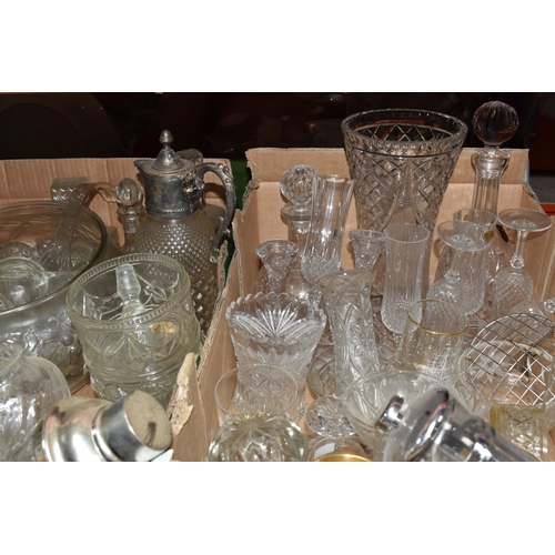 354 - THREE BOXES OF MIXED GLASSWARE to include six Luminarc wine glass comprising four Domino Anaïs style... 