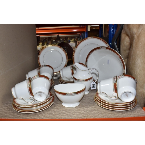 363 - THIRTY FOUR PIECES OF ROYAL DOULTON 'SANDON' TEA AND DINNER WARES, H5172, comprising a milk jug, a s... 