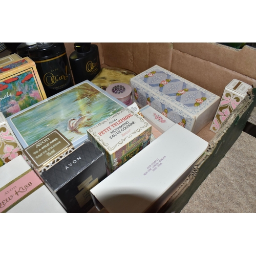 367 - TWO BOXES OF PERFUMES AND TOILETRIES, many vintage, to include perfume bottles (some with partial co... 