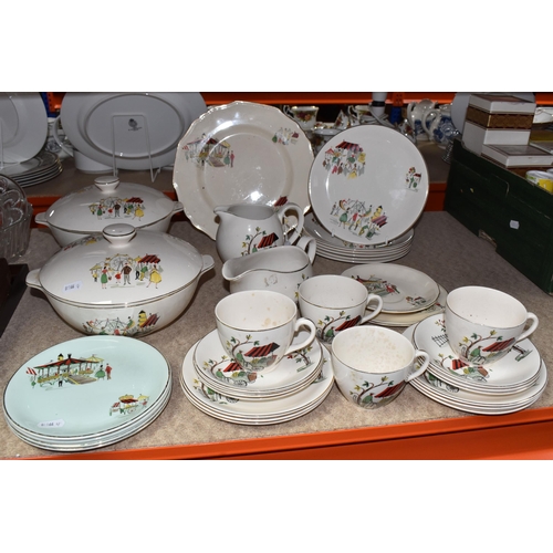 368 - A GROUP OF 1950s ALFRED MEAKIN PICTORIAL TABLEWARE, thirty three pieces, comprising 'Carousel' patte... 