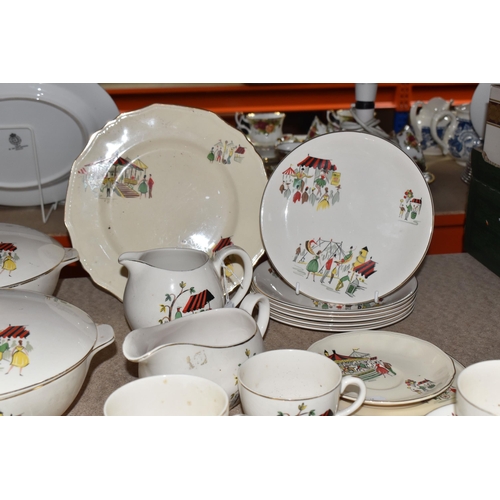 368 - A GROUP OF 1950s ALFRED MEAKIN PICTORIAL TABLEWARE, thirty three pieces, comprising 'Carousel' patte... 