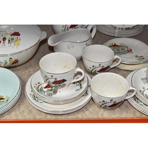 368 - A GROUP OF 1950s ALFRED MEAKIN PICTORIAL TABLEWARE, thirty three pieces, comprising 'Carousel' patte... 