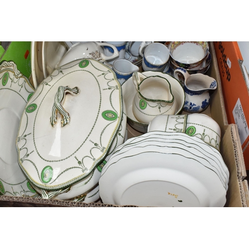 370 - TWO BOXES OF CERAMICS, to include a Lladro Gres Monk no 2060, sculptor Salvador Debon, issued 1997-1... 