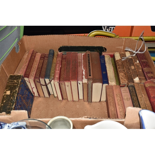 372 - THREE BOXES AND LOOSE BOOKS AND SUNDRY ITEMS, to include The Life of Samuel Johnson LL.D by James Bo... 