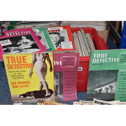 388 - THREE BOXES OF VINTAGE MAGAZINES, to include 1950's and 1960's True Detectives, Master Detective, 19... 