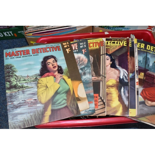 388 - THREE BOXES OF VINTAGE MAGAZINES, to include 1950's and 1960's True Detectives, Master Detective, 19... 