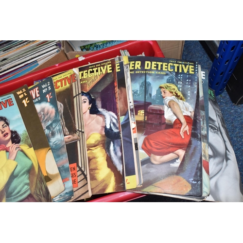 388 - THREE BOXES OF VINTAGE MAGAZINES, to include 1950's and 1960's True Detectives, Master Detective, 19... 